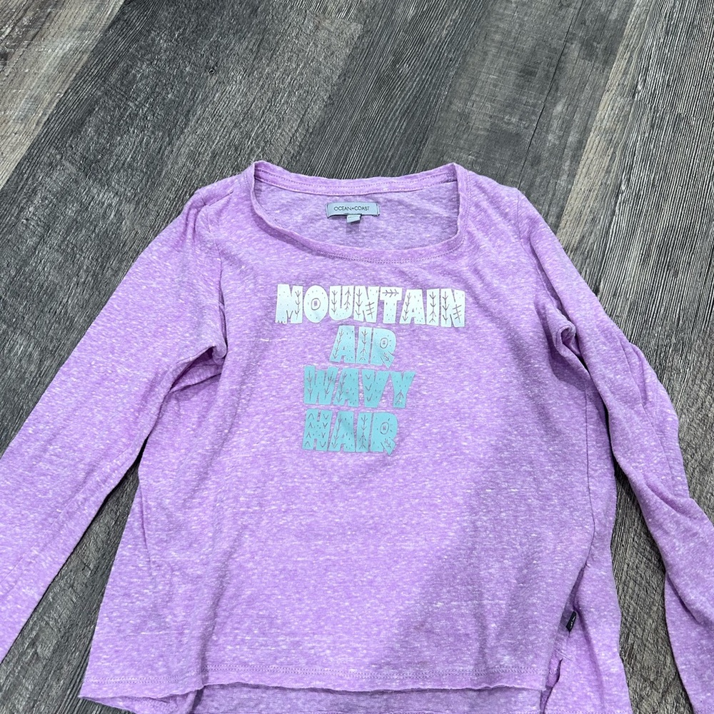 Girls' Lavender 'Mountain Air Wavy Hair' Long Sleeve Tee